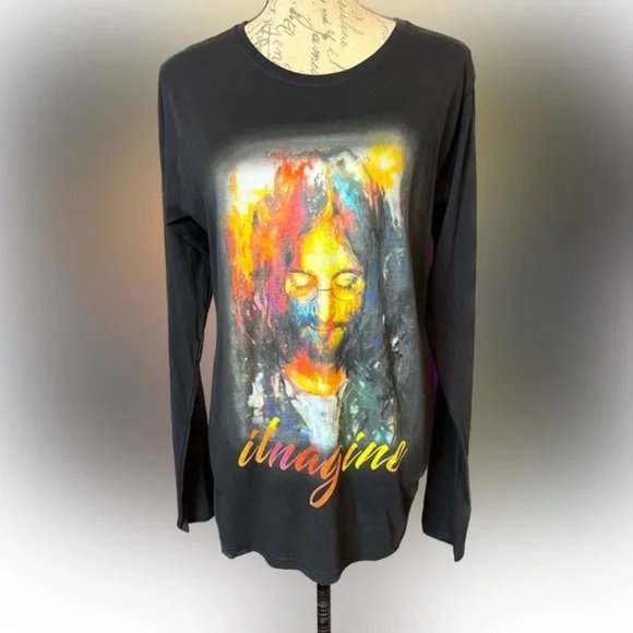 John Lennon "Imagine" Long Sleeve T-Shirt Tag says XL but is really a M - Picture 1 of 1